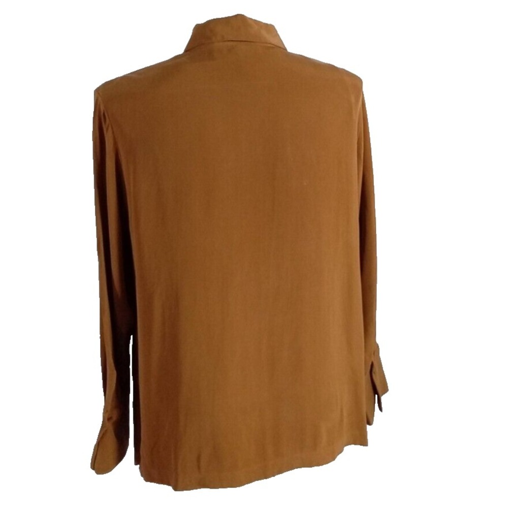 Due Per Due Top 18W Brown Bronze 100% Silk 2 pc Set Shell Shirt Jacket Button - Picture 3 of 8